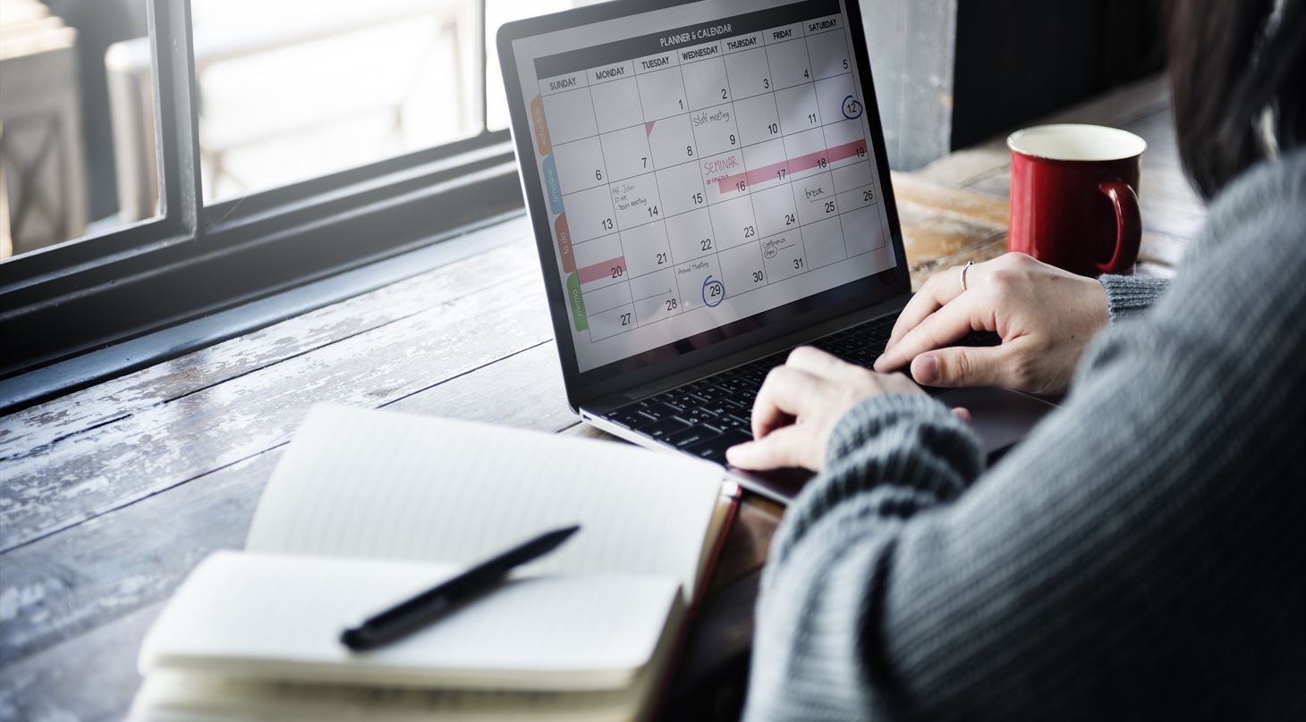 Dame der kigger i en kalender